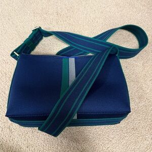 Rothys Blue and Green Striped Crossbody Bag